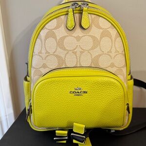 Coach Vibrant Yellow and Tan Backpack